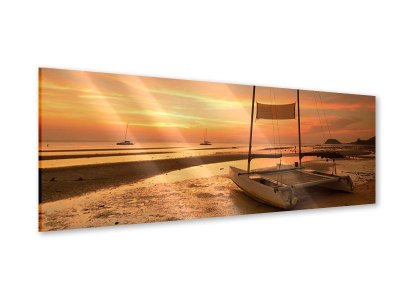 Acrylglasbild Panorama Sonnenuntergang am Strand