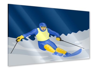 Acrylglasbild Skifahrer im Retrostyle 90 x 60 cm