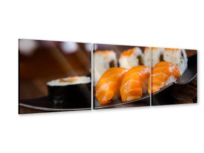 Panorama Acrylglasbild 3-teilig Sushi-Gericht 150 x 50 cm (3 x 50 x 50 cm)