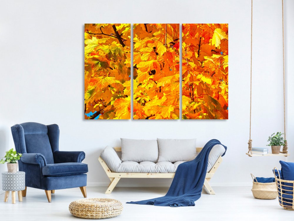 Leinwandbild 3-teilig Herbst Blätter